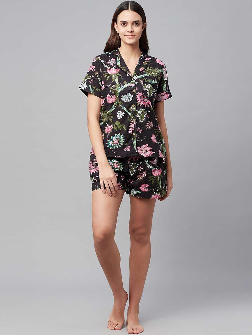 printed nightwear shorts set