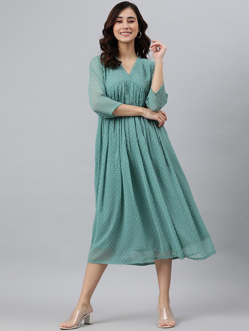 women's fit & flare self design dress