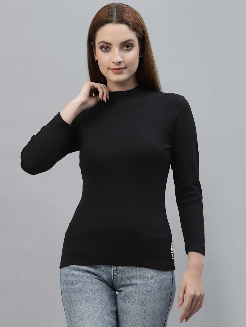 women's straight mock neck top
