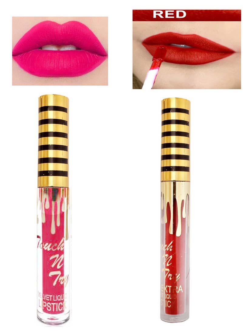 waterproof pink & red liquid lipstick