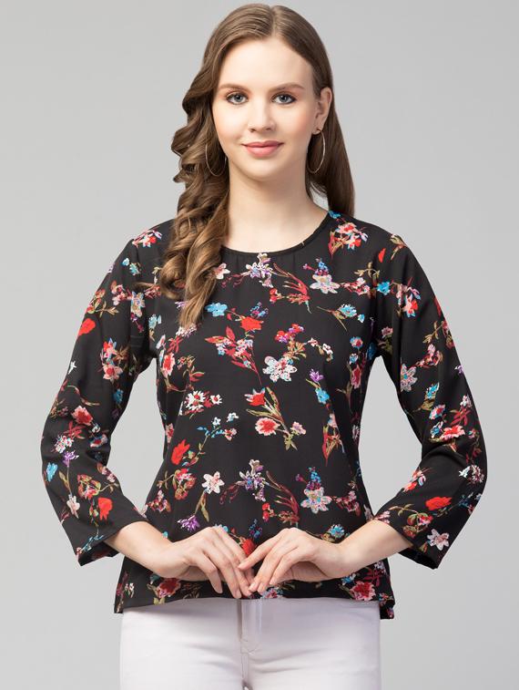 women's straight round neck top