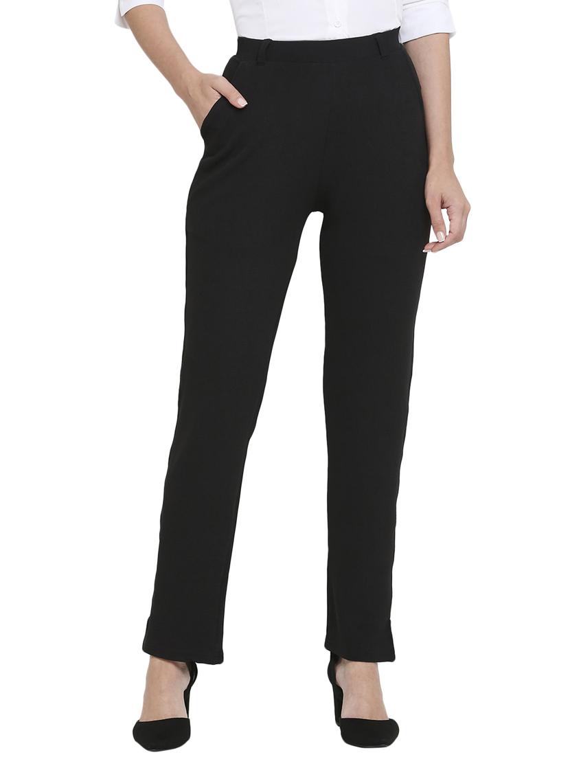 black solid formal trouser
