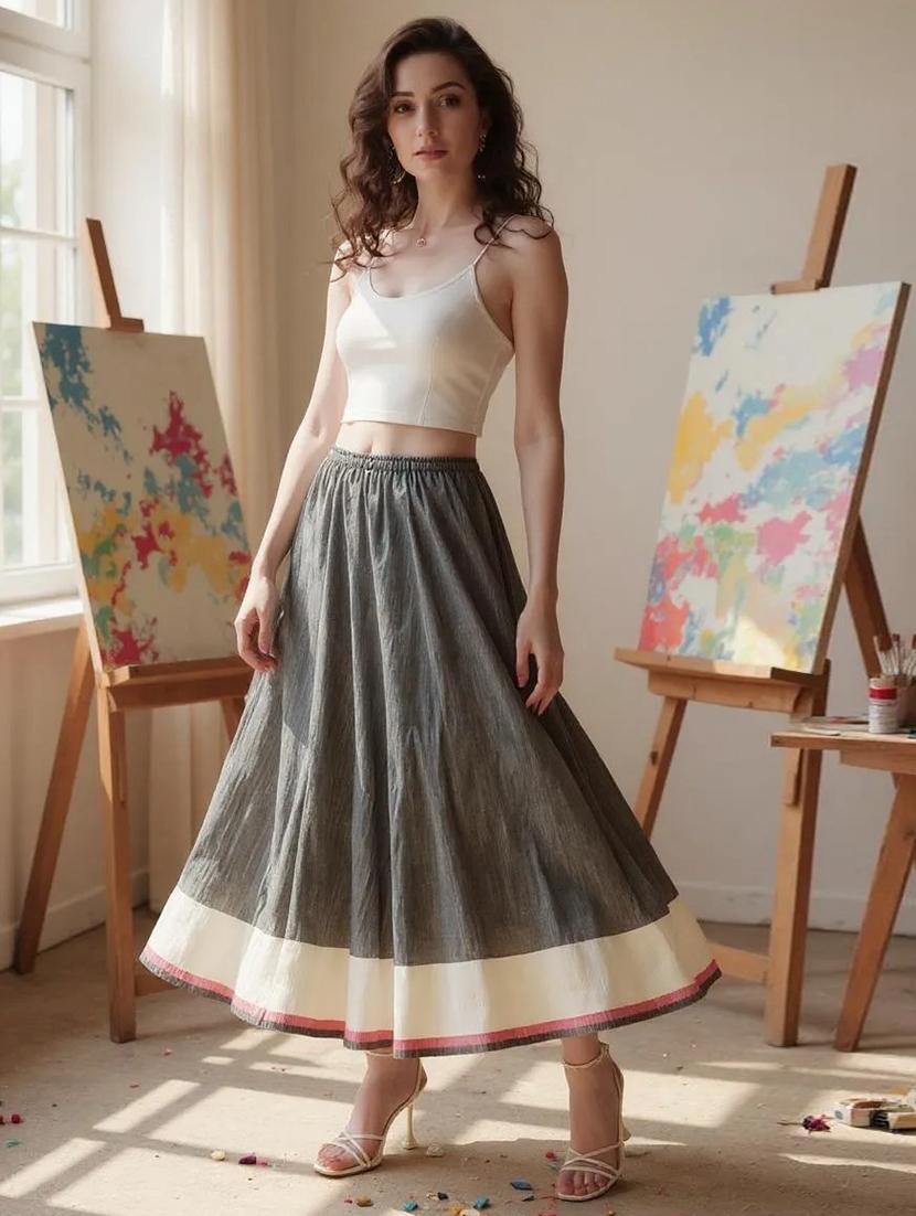 grey cotton aline skirts