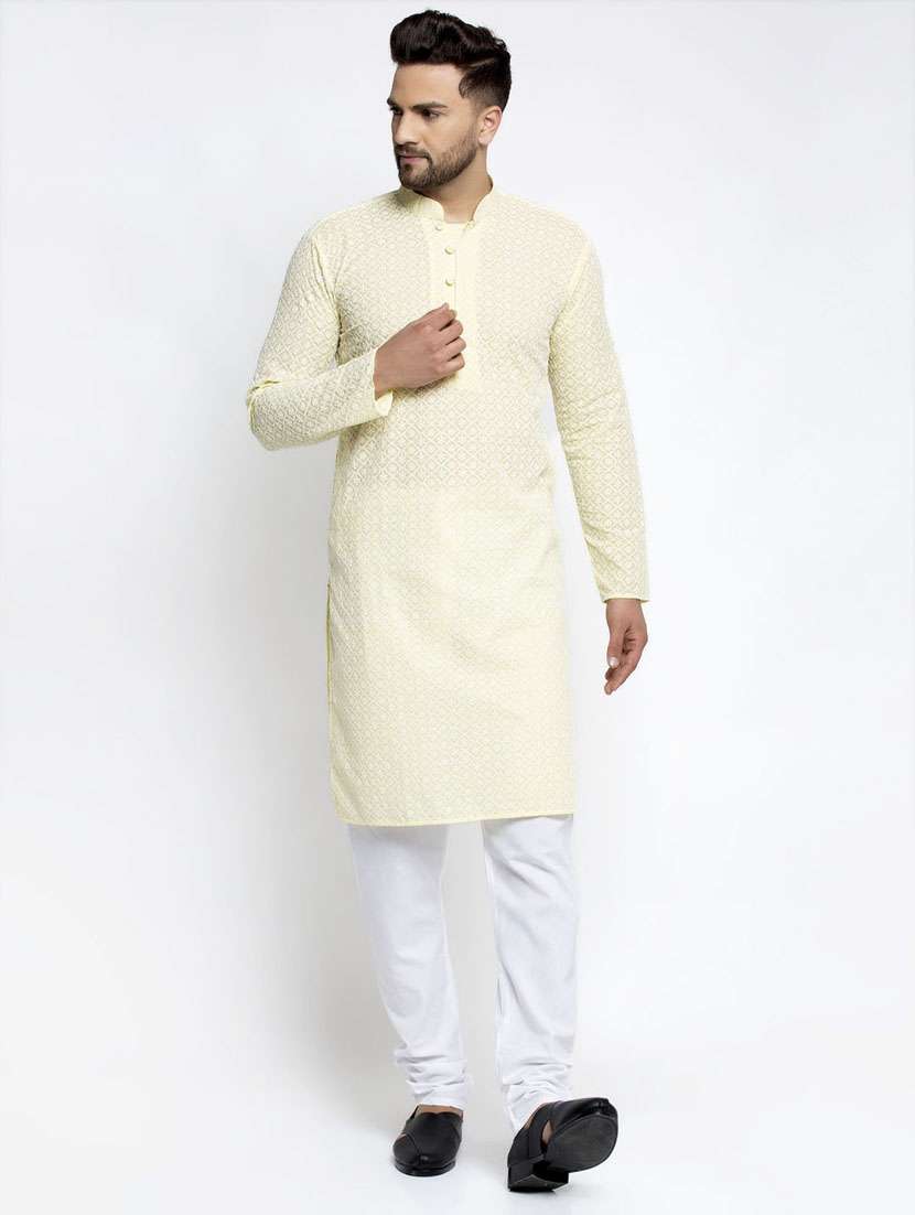 yellow kurta pyjama ethnic wear set