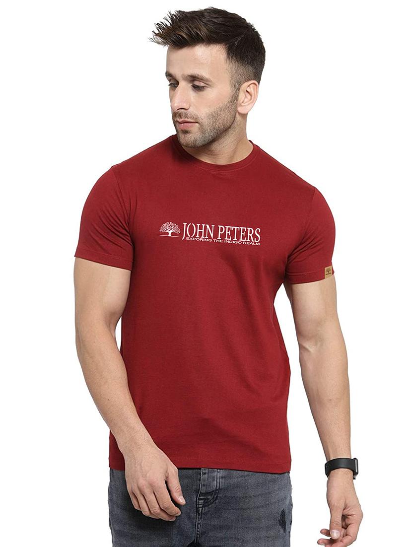 men round neck chest print t-shirt
