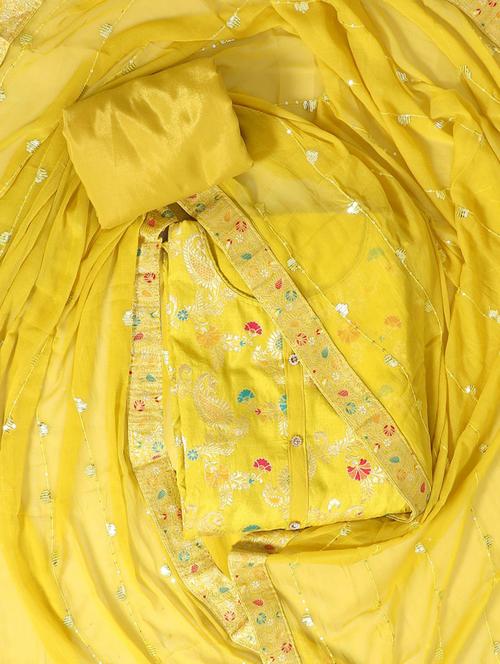 zari work self design unstitched suit set - 19618680 - Very Small Image - 1