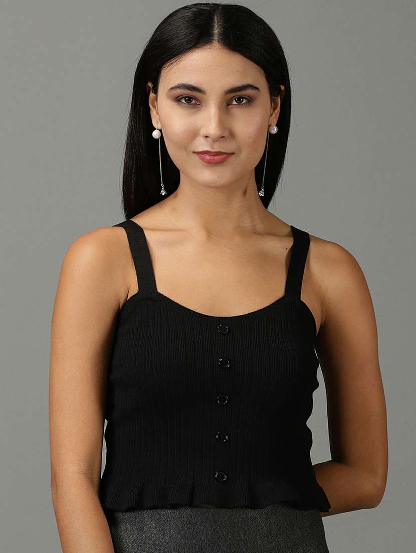 camisole neck solid tank top