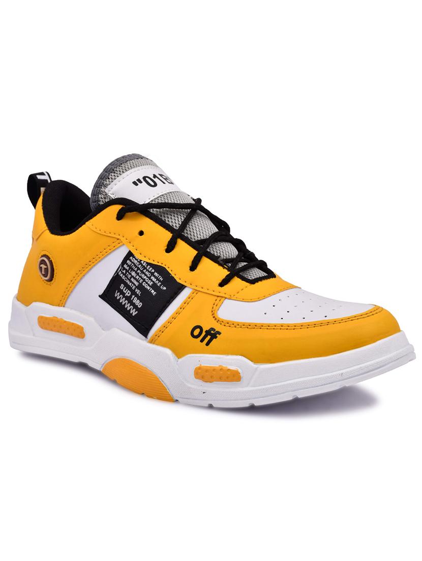 yellow synthetic sport shoes