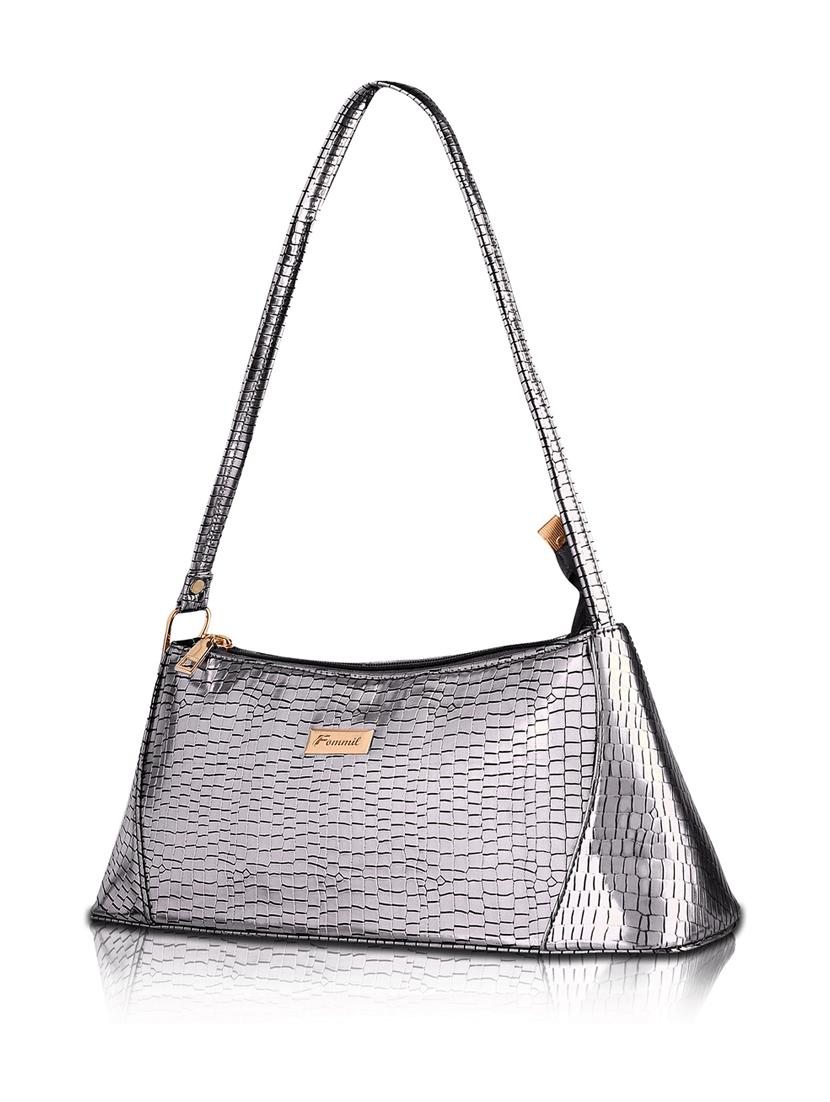 silver leatherette (pu) handbag