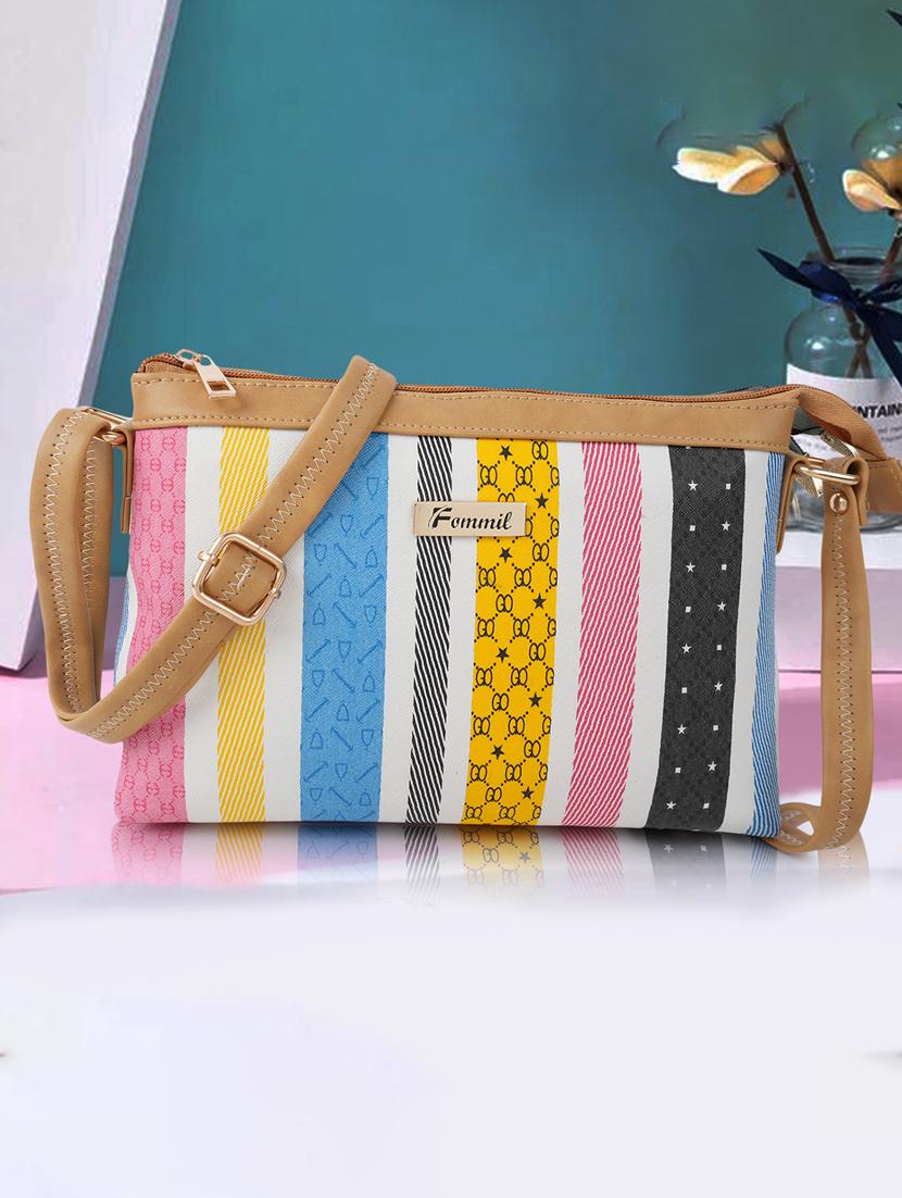 tan leatherette (pu) sling bag