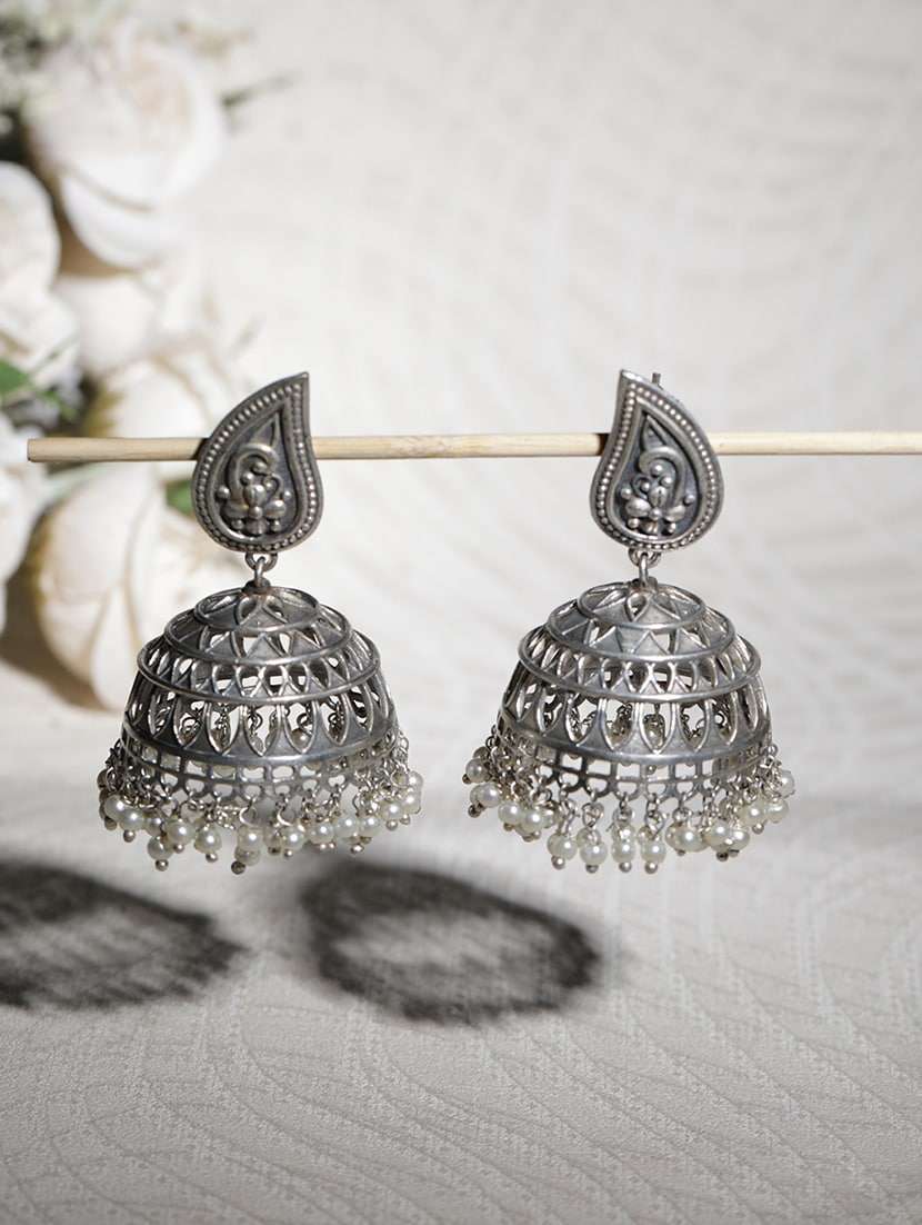 silver brass jhumka earring