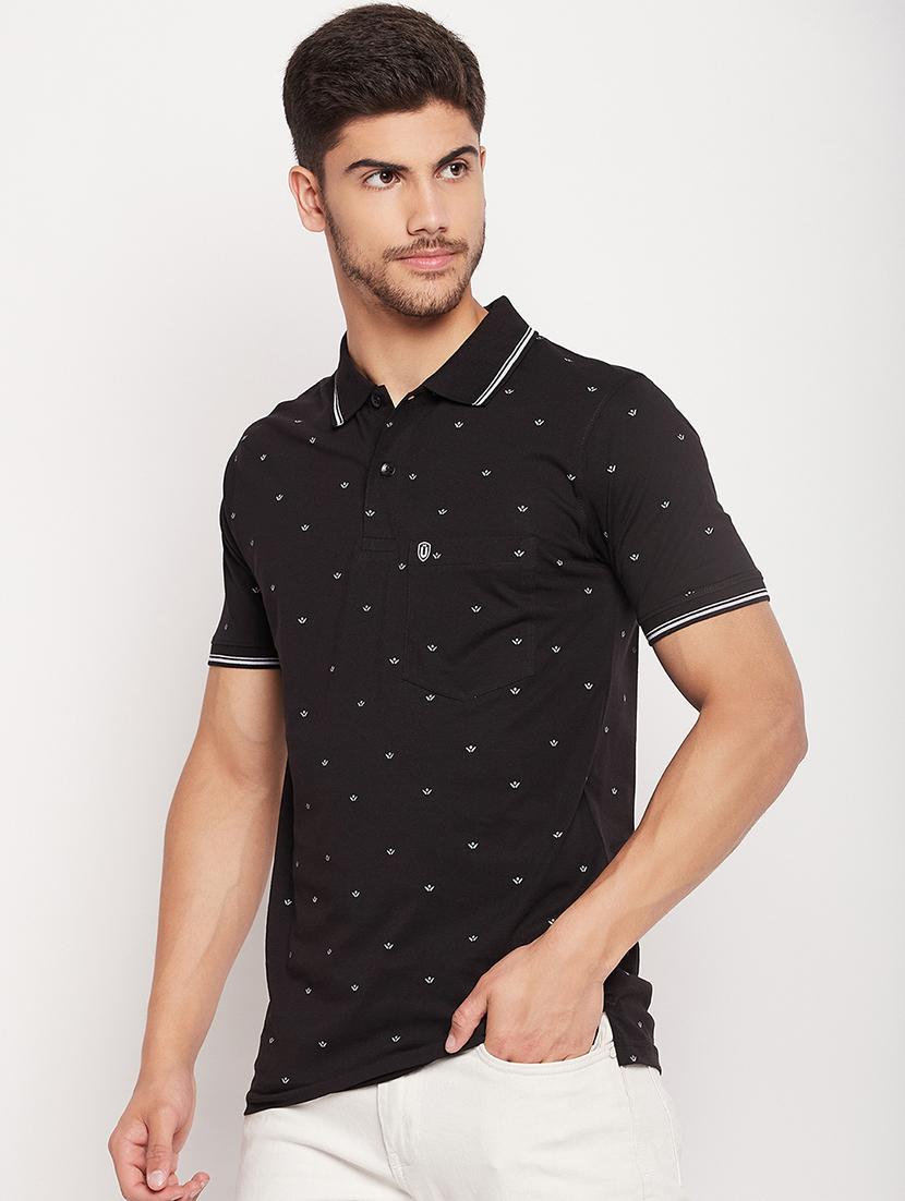 polo neck all over print t-shirt