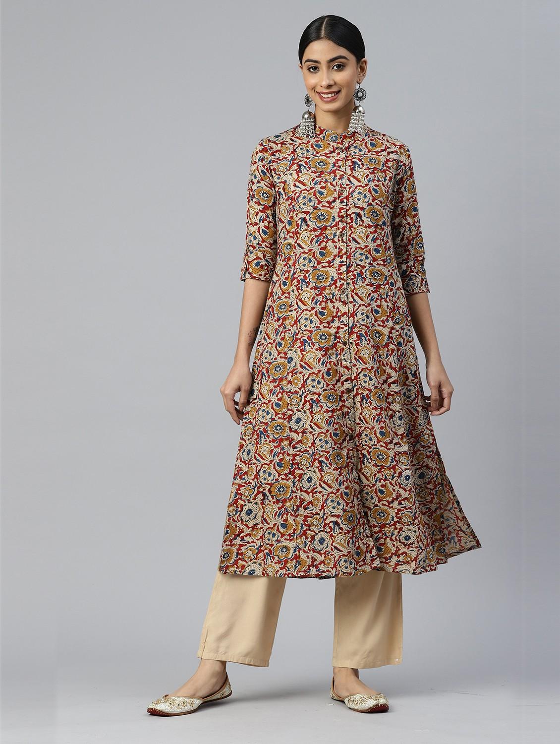 multi colored viscose aline kurta