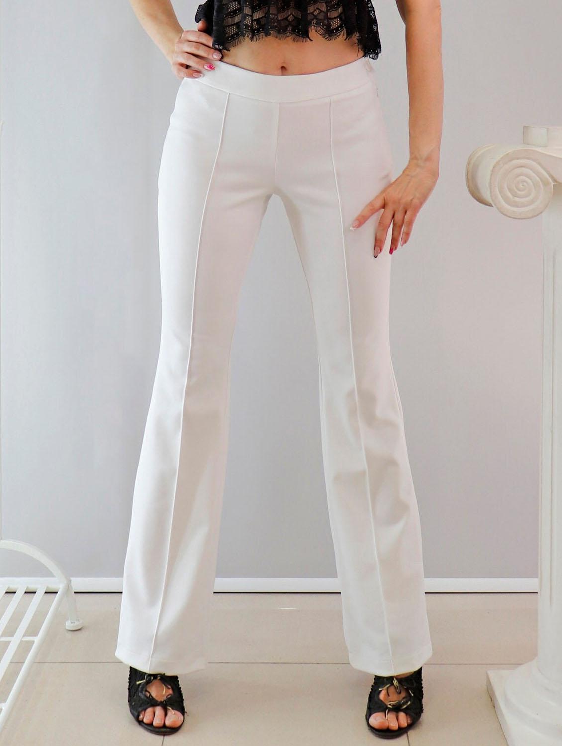 women solid high rise bootcut trouser