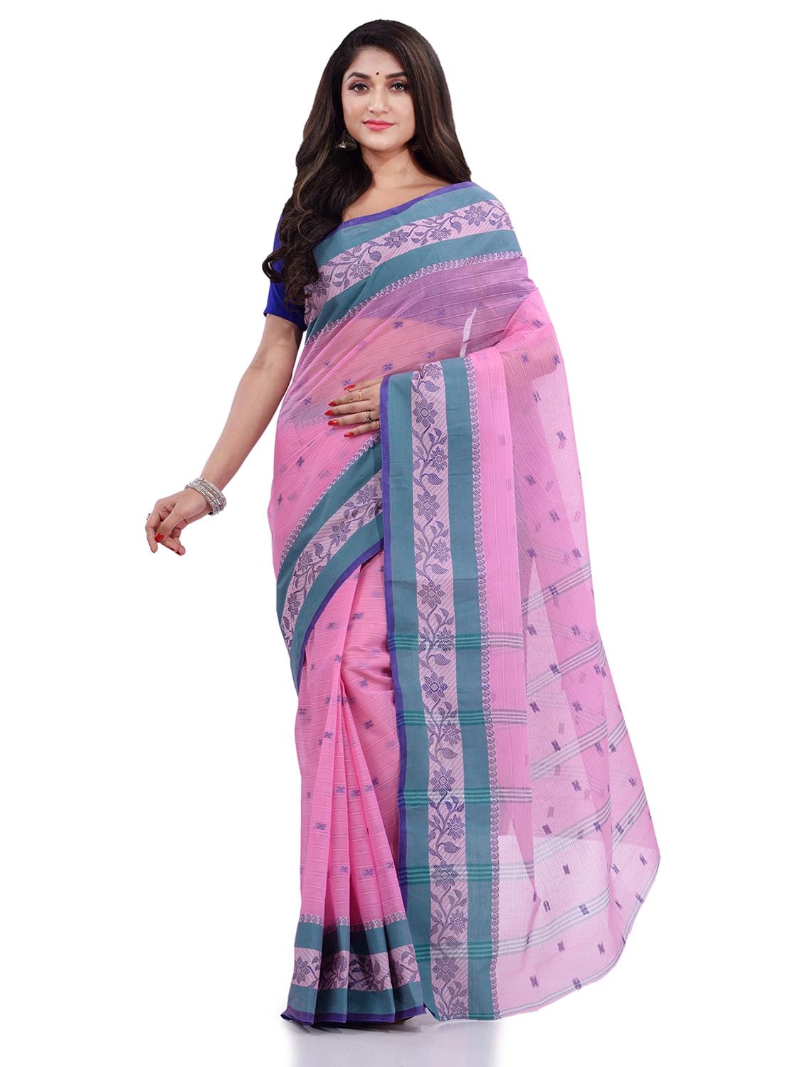 women's self design pink colored saree