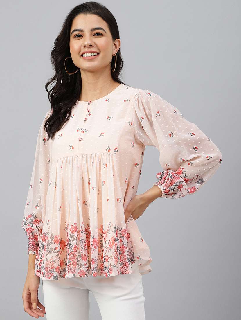 women's peplum round neck top