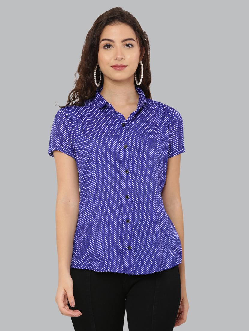 blue crepe regular shirt