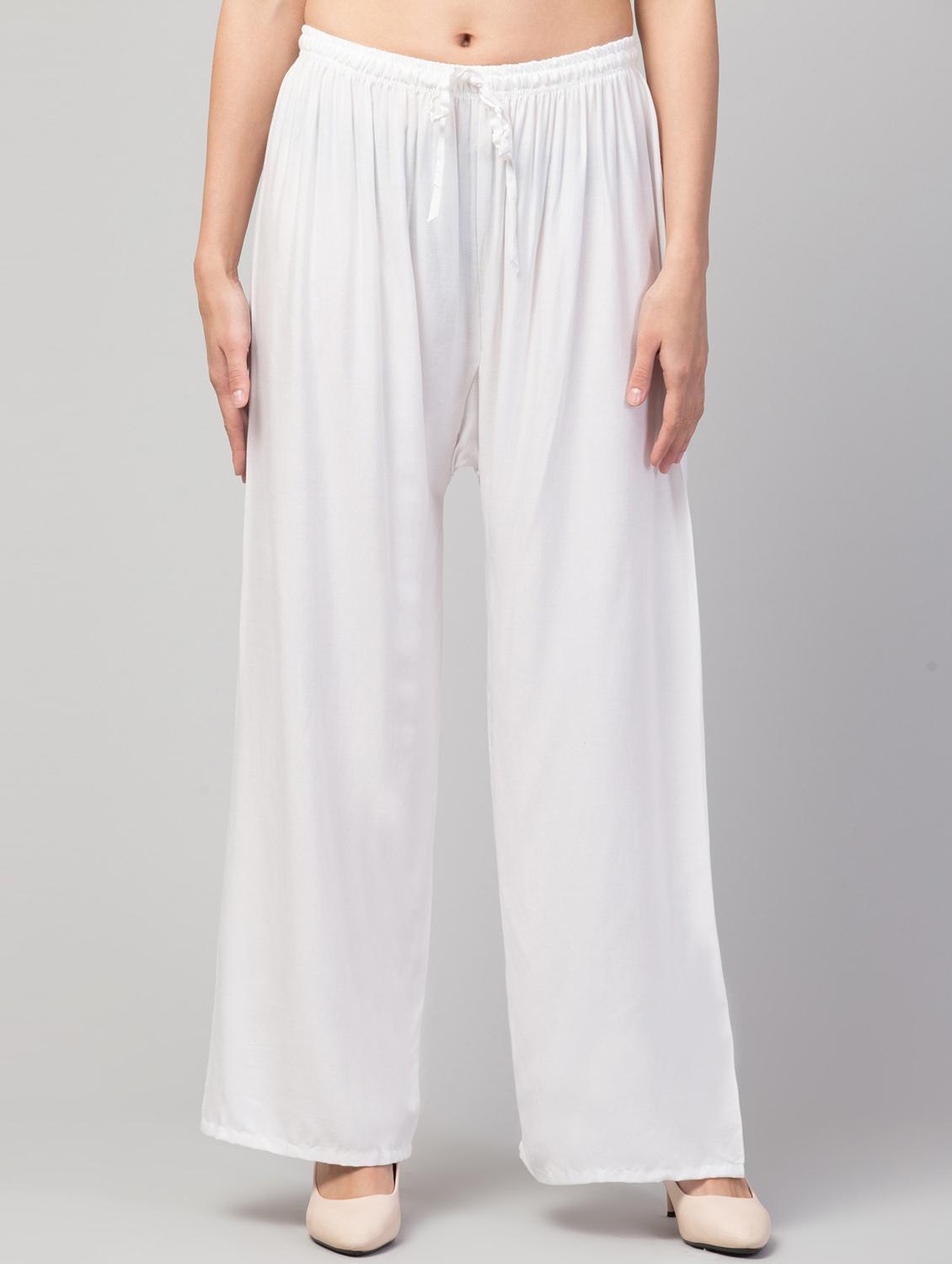 white rayon palazzos