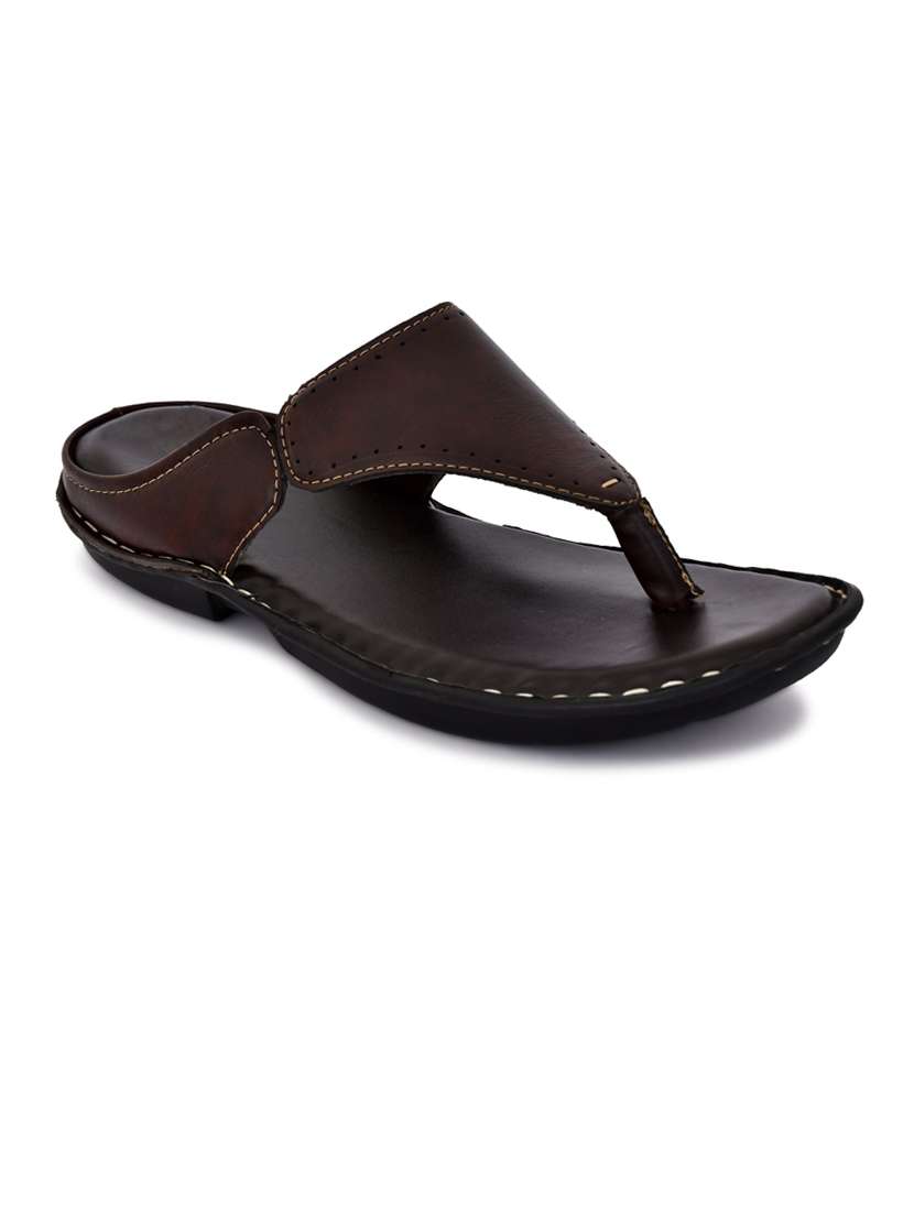 brown pu toe separator slippers