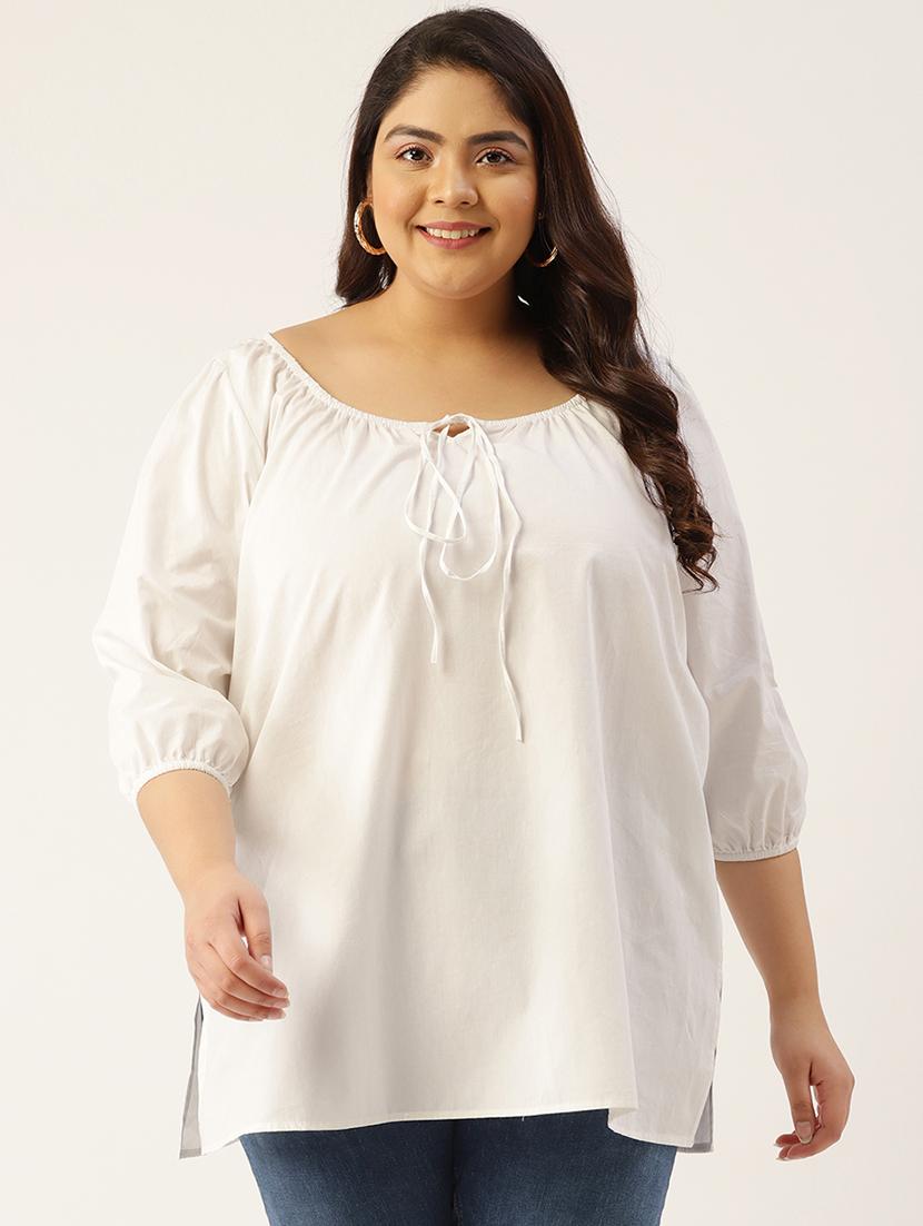 women's straight tie-up neck top