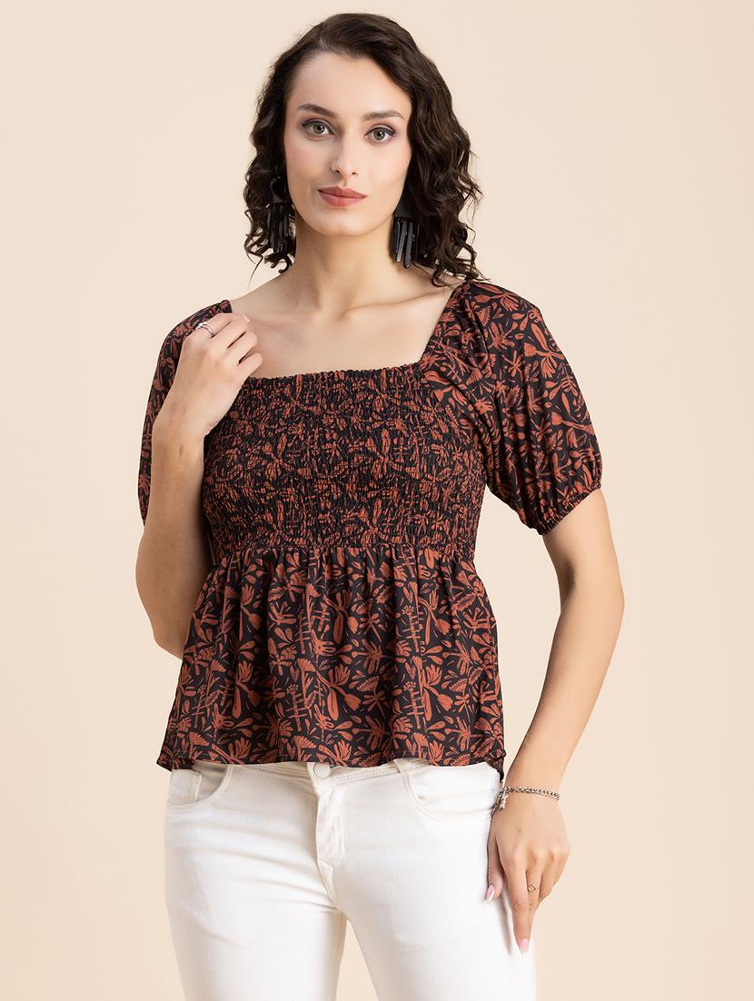 black floral peplum top