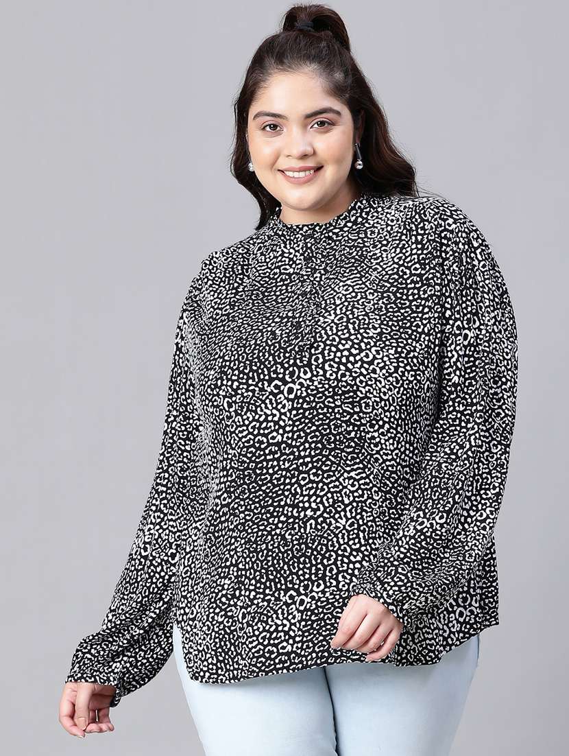 women multi color printed viscose blouson top