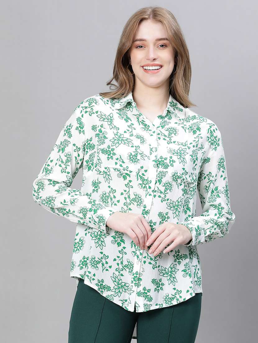 women printed viscose regular shirt