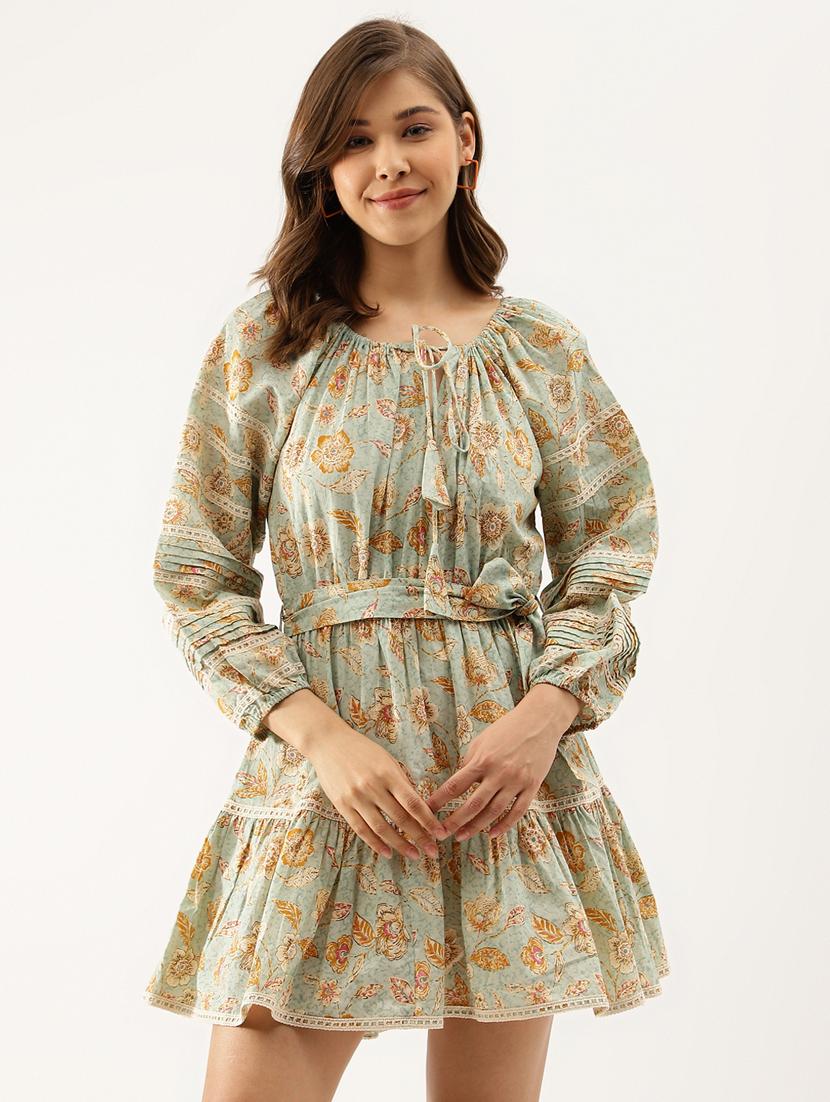 purist blue floral fit & flare dress