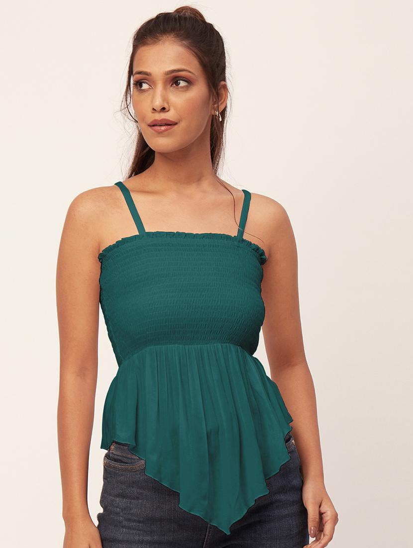 women light green rayon peplum top