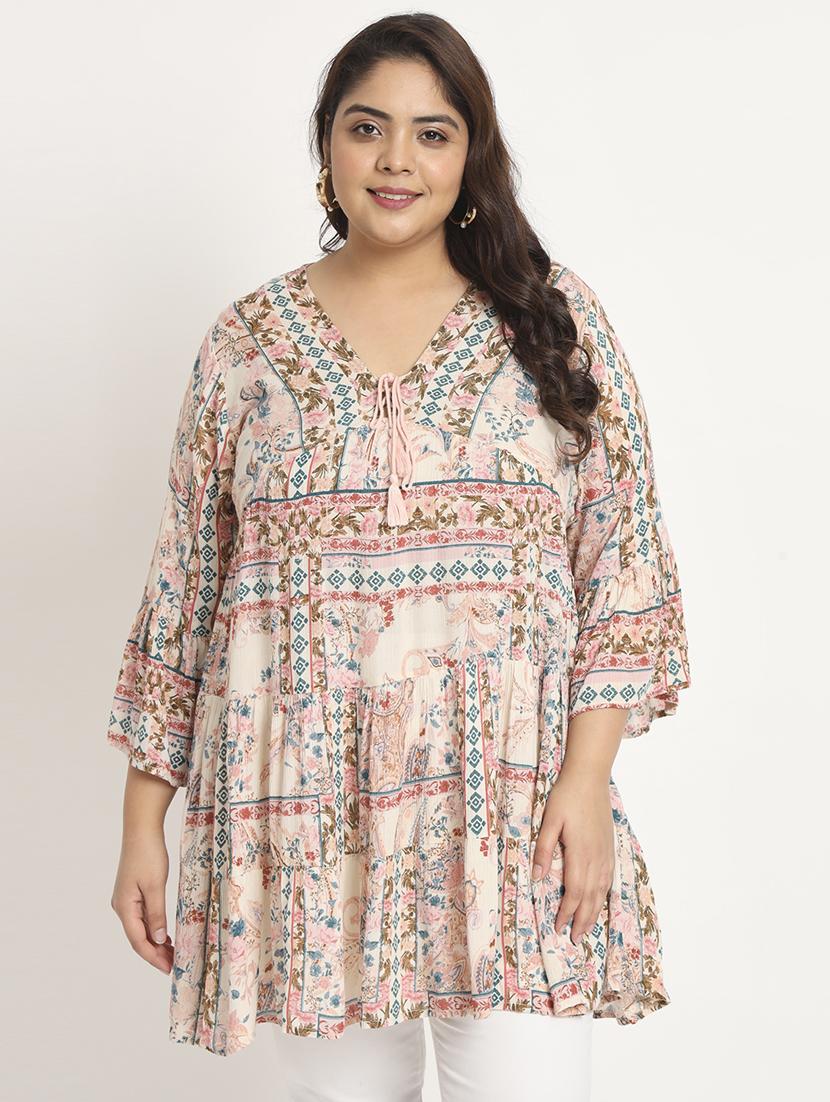 multi color printed plus size tunic