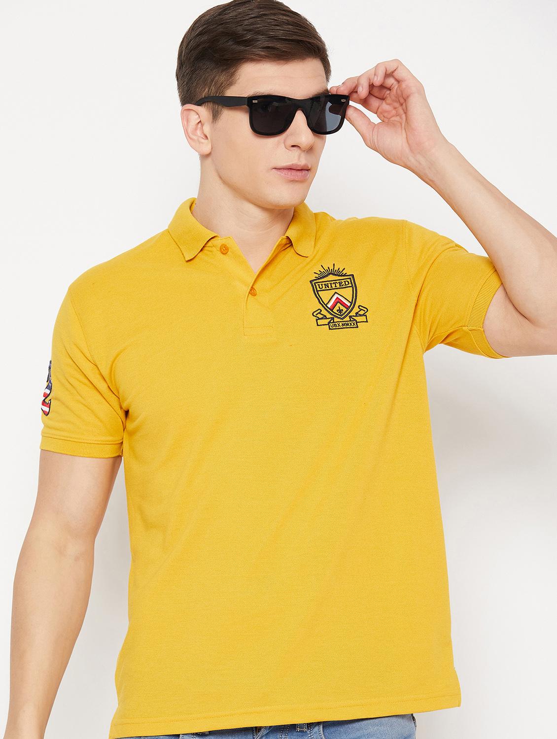 yellow solid polo t-shirt