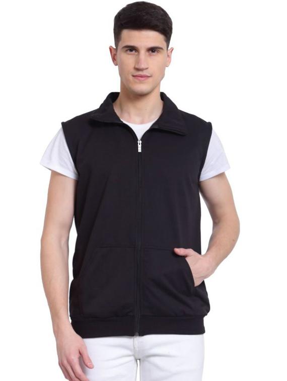 men sleeveless solid casual jacket