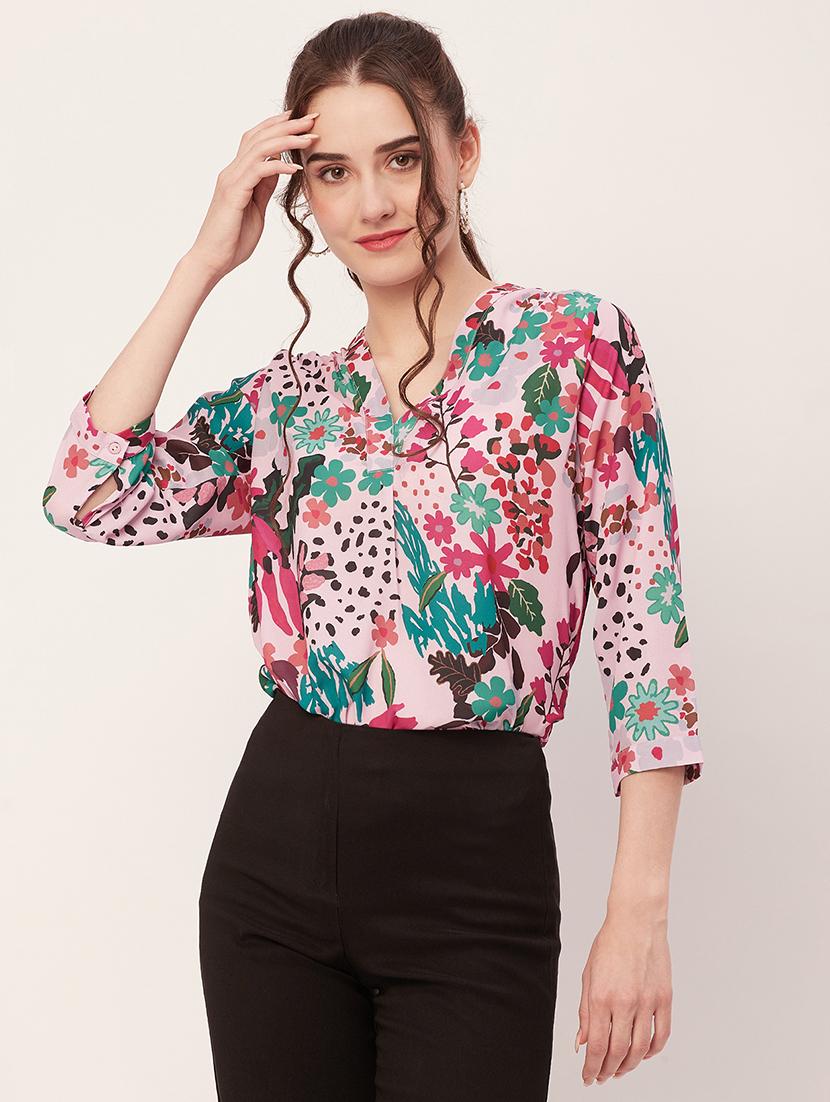 women printed regular shirt