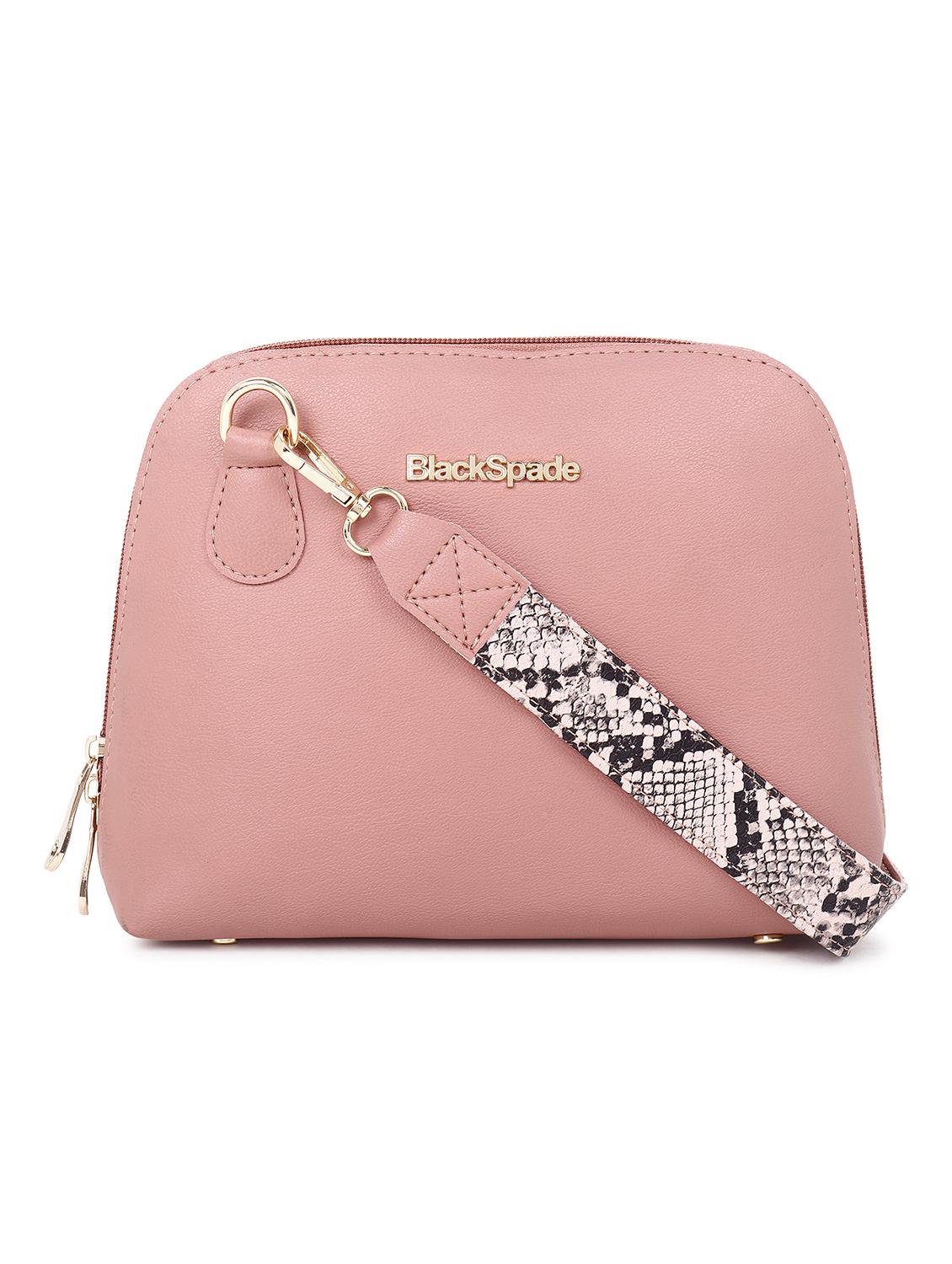pink leatherette (pu) sling bag