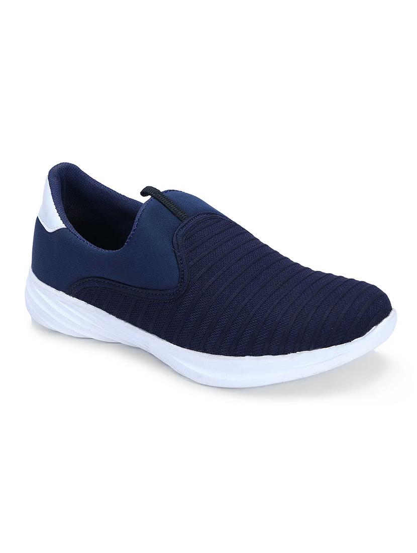 men navy blue slip on sports shoe