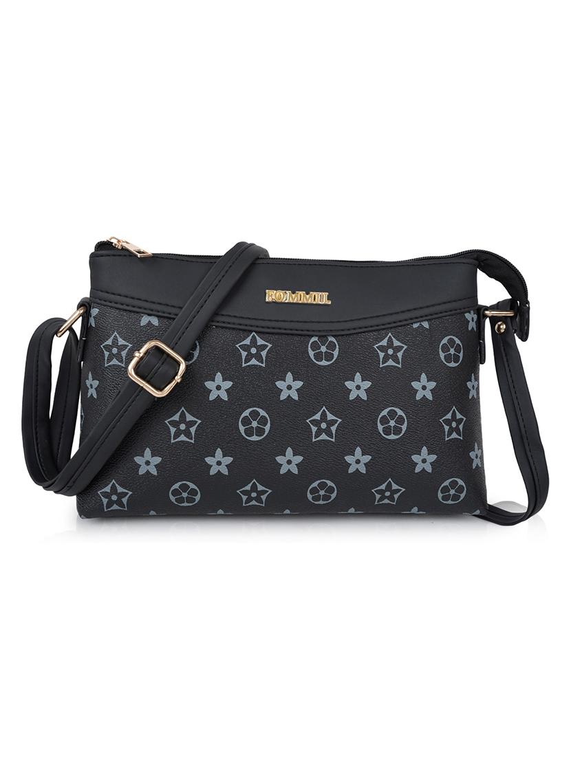 women black leatherette sling bag