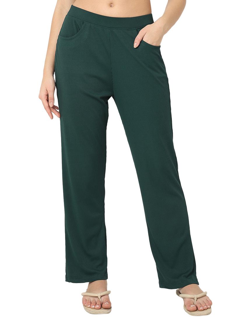 women mid rise solid pajama