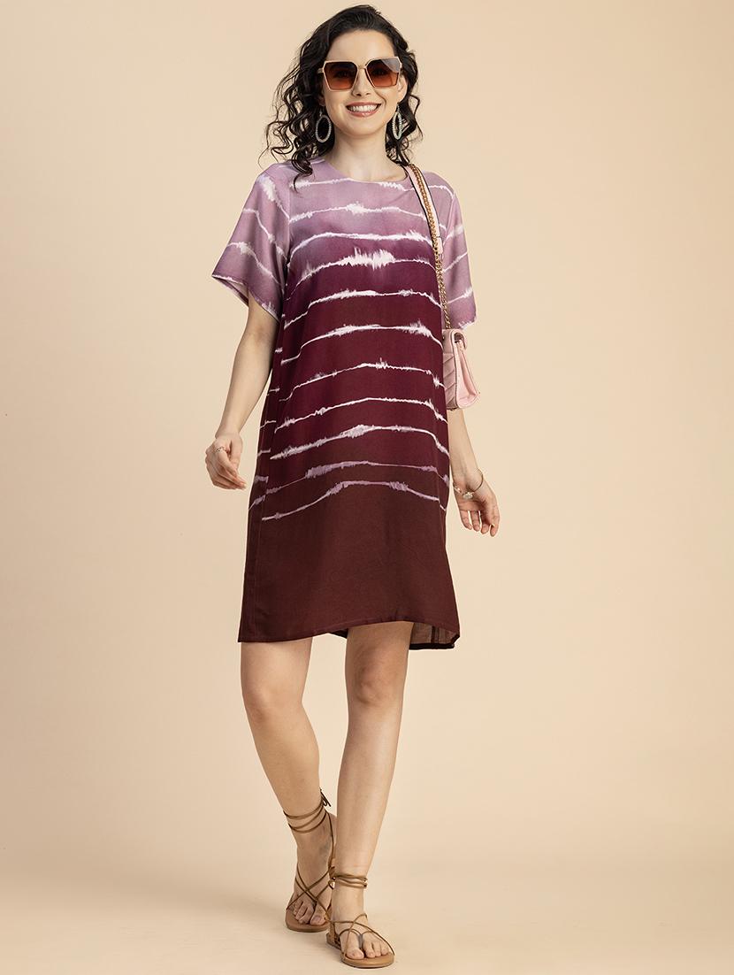 women printed hort sleeves a-line dress