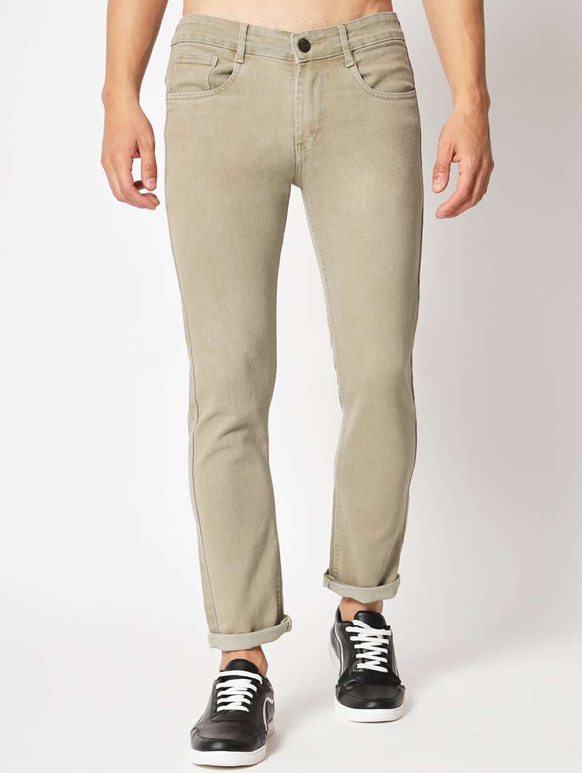beige low rise plain jean