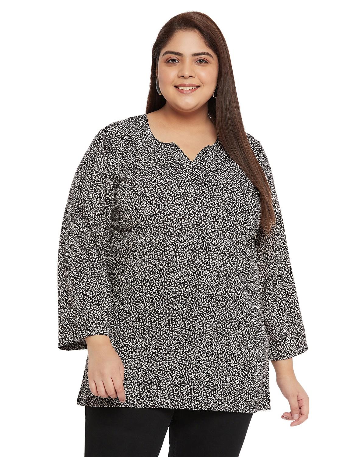 black printed plus size top