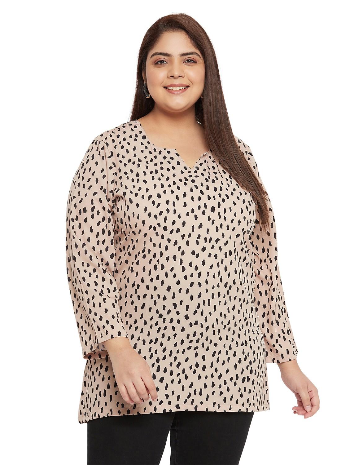 beige printed plus size top