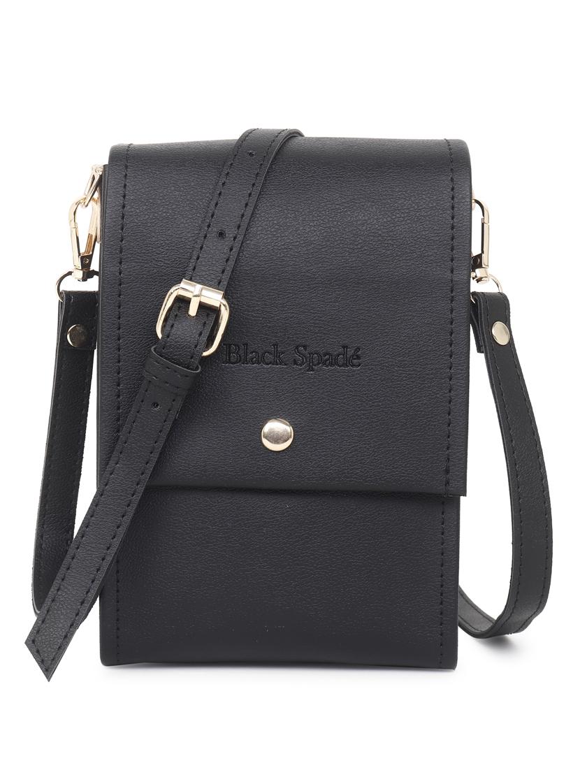 black solid sling bag