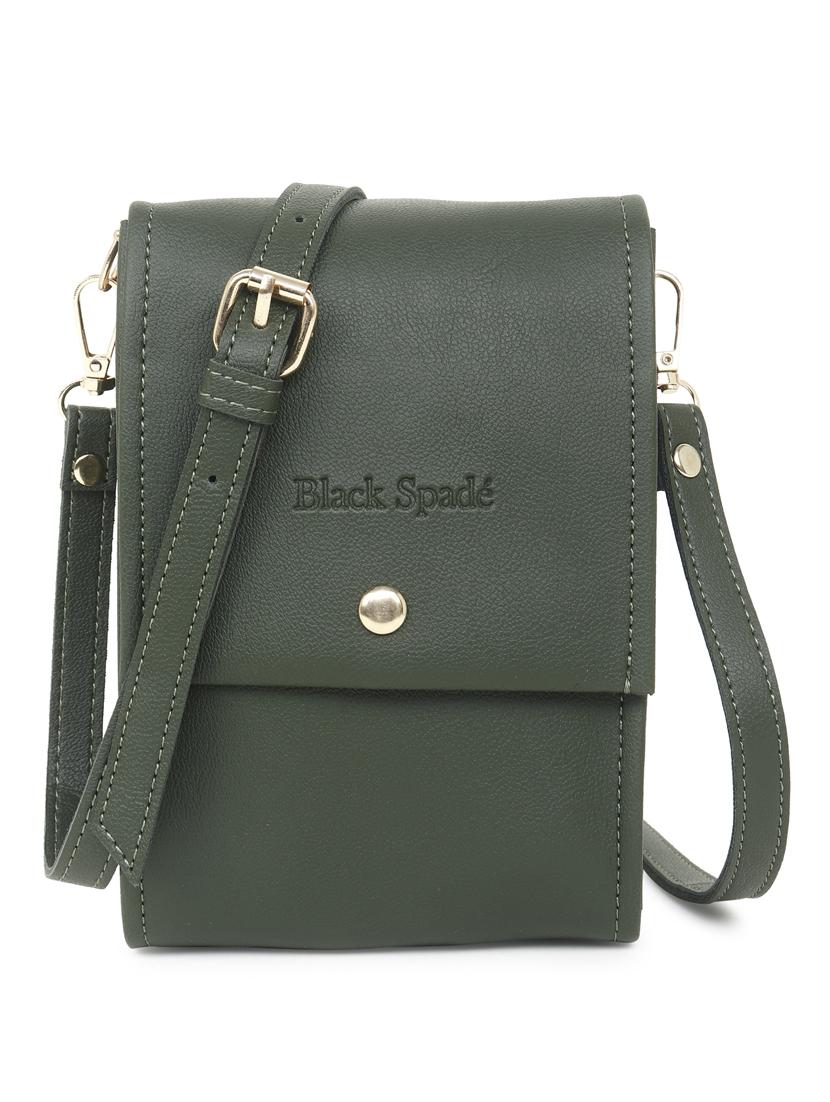 green solid sling bag