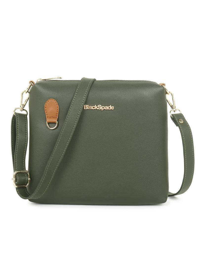 green solid sling bag