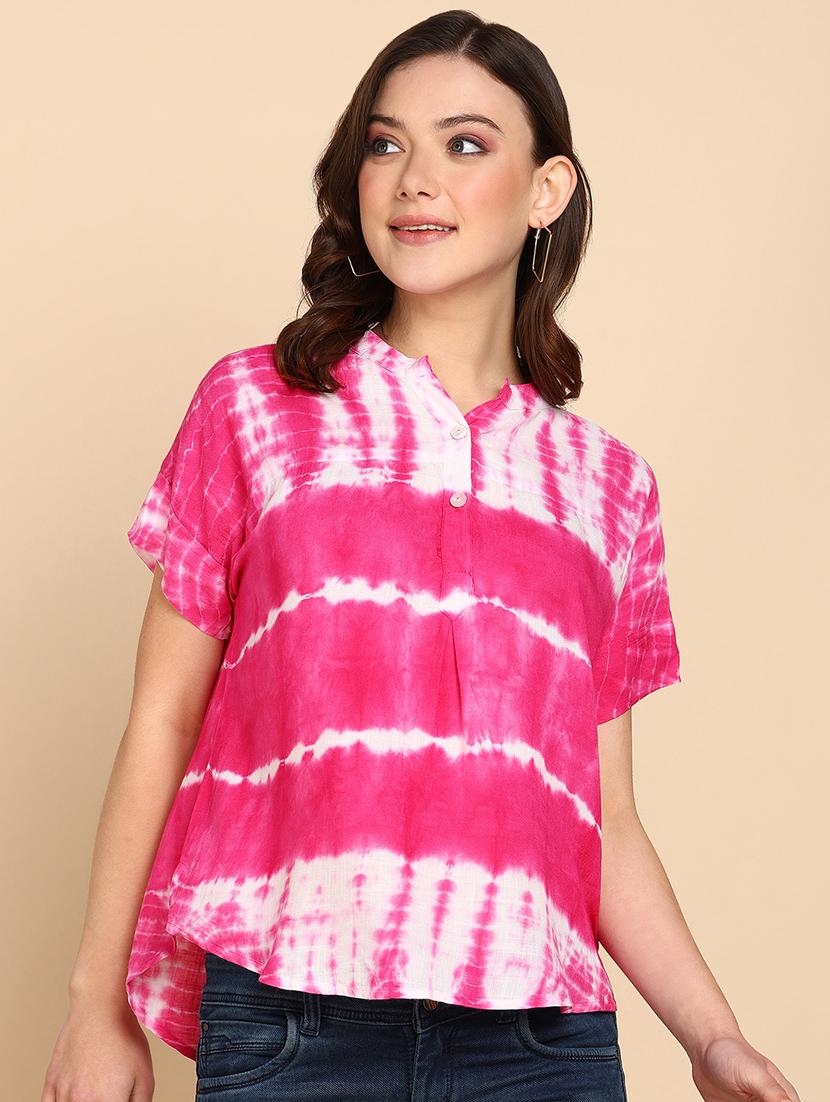 women tie & dye relaxed fit regular top