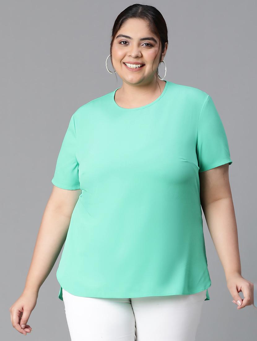 plus size women solid short sleeves top