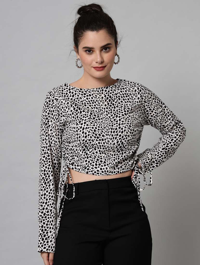women white printed detailed crop top