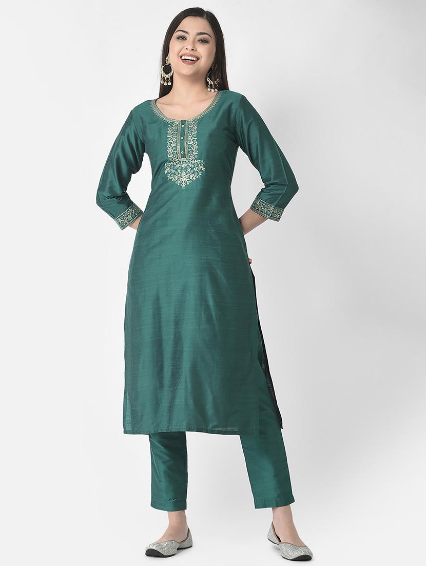 women three quarter sleeve straight kurta