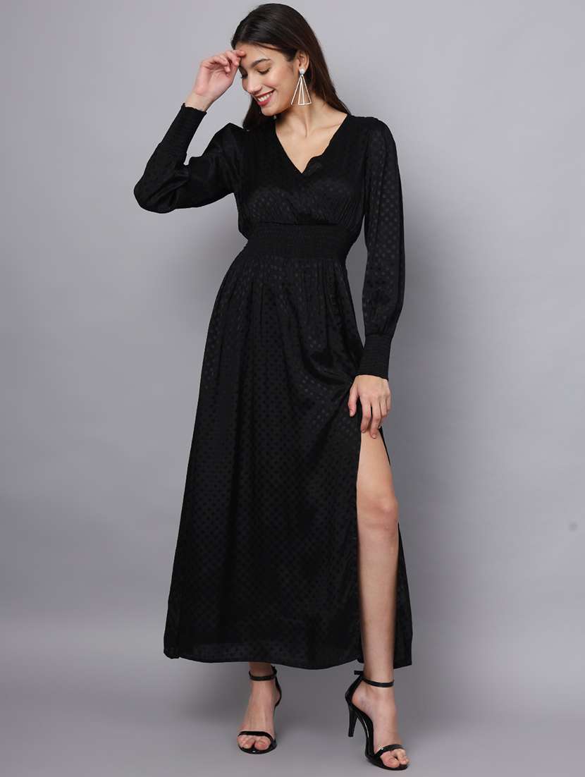 women puff sleeves a-line dress