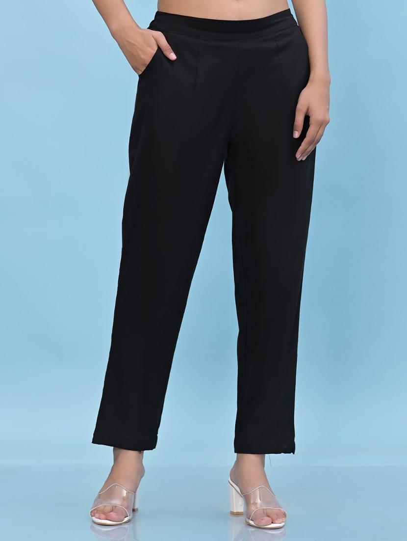 women black cotton cigarette pants